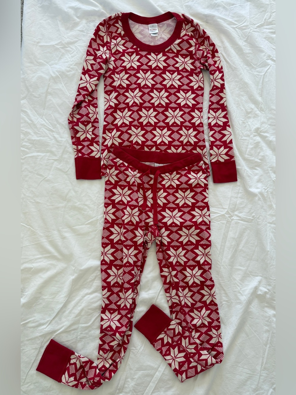 Scandi Snowflake long john pajama Christmas Hanna Andersson XS
